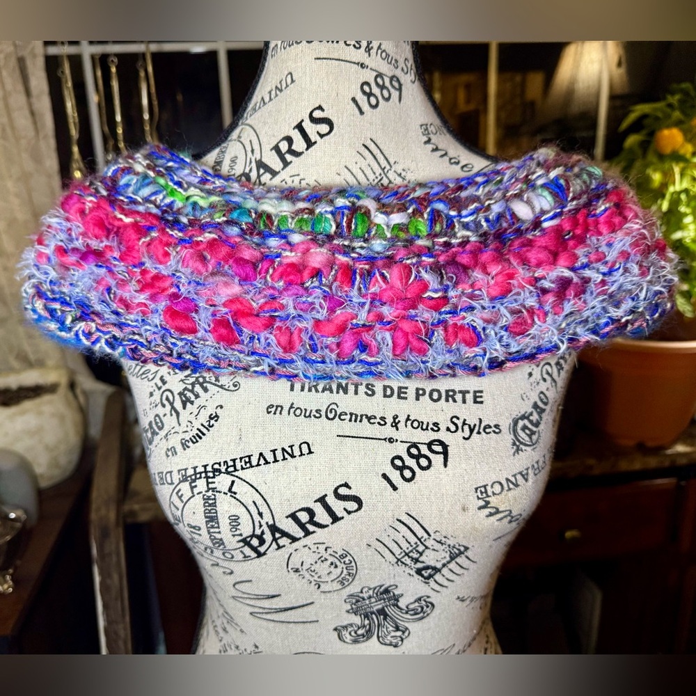 Hand Crafted Multicolor Knit Wrap - Picture 7 of 14